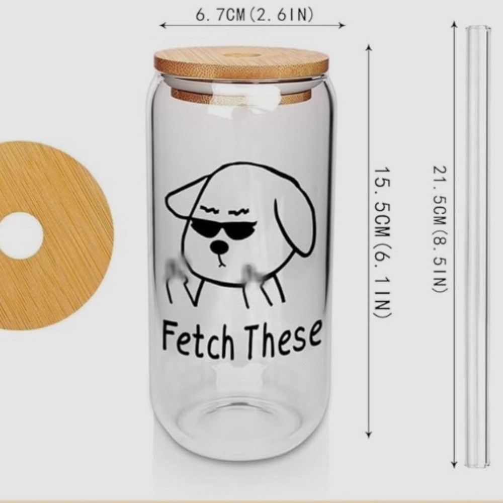 New Amazon Glass Bottle with Bamboo Lid - Clear and Tan